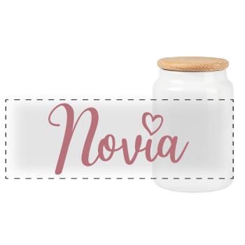 Novia Girlfriend Engagement Bridal Shower Wedding - Panoramic Cookie Jar with Wooden Lid - white - Front