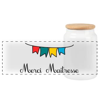 MAÎTRESSE. MERCI. MERCI MAÎTRESSE - Boîte à biscuits avec couvercle en bois - blanc - Devant