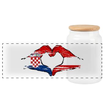 Croatie Autriche Forme de coeur avec les mains utilisées - Boîte à biscuits avec couvercle en bois - blanc - Devant