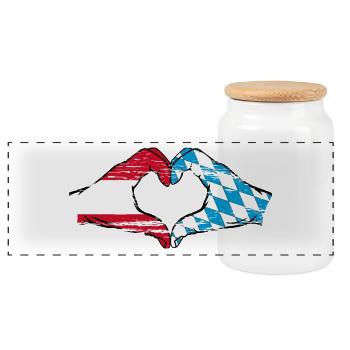 Autriche Bavière drapeau mains forme coeur utilisé - Boîte à biscuits avec couvercle en bois - blanc - Devant