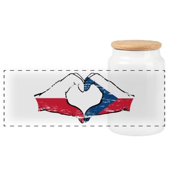 Pologne République tchèque drapeau mains coeur utilisé - Boîte à biscuits avec couvercle en bois - blanc - Devant