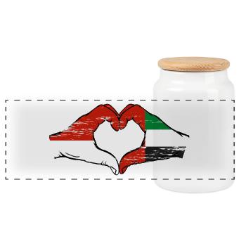 Monaco United Arab Emirates Flag - Panoramic Cookie Jar with Wooden Lid - white - Front