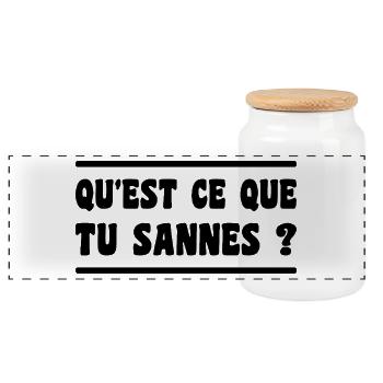 qu'est ce que tu sannes ? expression aveyron - Boîte à biscuits avec couvercle en bois - blanc - Devant