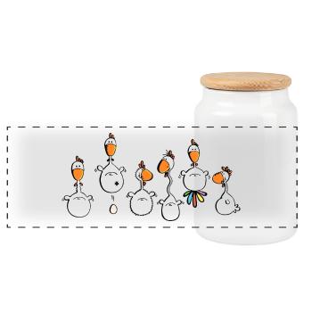 Crazy Chickens - poule - poluets - coq - Boîte à biscuits avec couvercle en bois - blanc - Devant