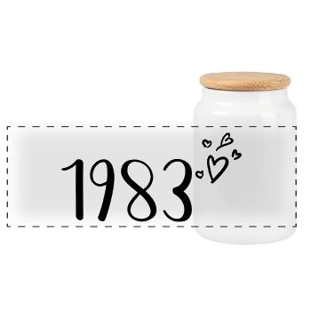 1983 - Panoramic Cookie Jar with Wooden Lid - white - Front