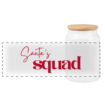 Santa Squad Logo - Panoramic Cookie Jar with Wooden Lid - white - Front