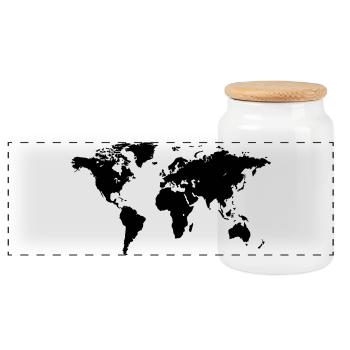 World Map - Panorama Keksdose mit Holzdeckel - Weiß - Vorne