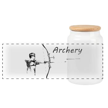 Archery - Panoramic Cookie Jar with Wooden Lid - white - Front