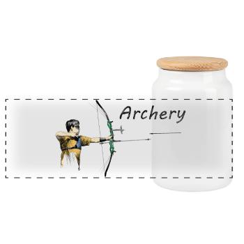 Archery - Panoramic Cookie Jar with Wooden Lid - white - Front