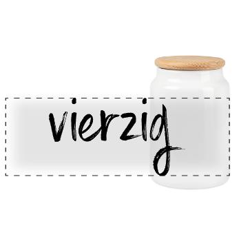 40 vierzig 40. Geburtstag Geschenk - Panorama Keksdose mit Holzdeckel - Weiß - Vorne