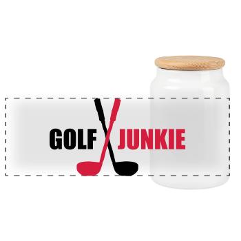 golf - Panorama Keksdose mit Holzdeckel - Weiß - Vorne