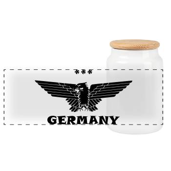 Germany Eagle Germany black - Panoramic Cookie Jar with Wooden Lid - white - Front