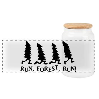 Run Forest Run Weihnachten - Panorama Keksdose mit Holzdeckel - Weiß - Vorne