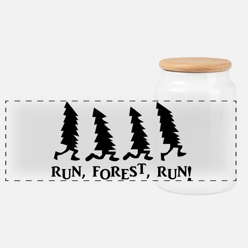 Run Forest Run Weihnachten - Panorama Keksdose mit Holzdeckel - Weiß