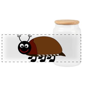 Illustration ludique d’insectes pour les enfants - Boîte à biscuits avec couvercle en bois - blanc - Devant