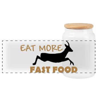 Eat more Fastfood - Panorama Keksdose mit Holzdeckel - Weiß - Vorne