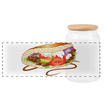 Döner Kebab Fast Food Junk Türkei Türkisch - Panorama Keksdose mit Holzdeckel - Weiß - Vorne