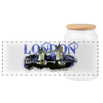 London - Panorama Keksdose mit Holzdeckel - Weiß - Vorne
