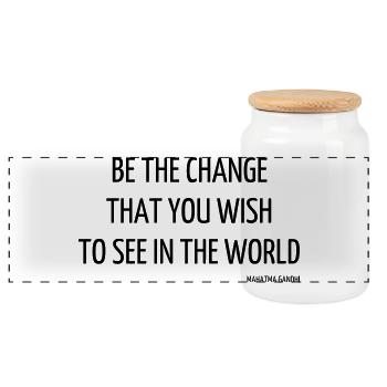 Quote - Life - Love - Happiness - Citation - Zitat - Panoramic Cookie Jar with Wooden Lid - white - Front