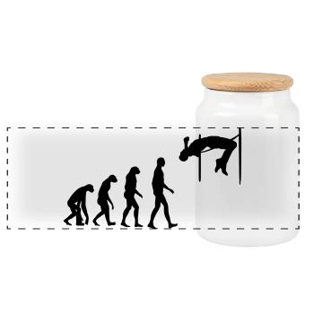 High Jump - Hochsprung - Saut en Hauteur - Panoramic Cookie Jar with Wooden Lid - white - Front