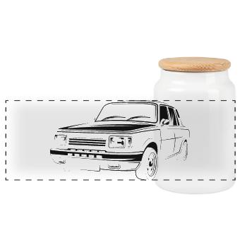 Wartburg Voiture rétro Est Est RDA Symbole Logo Icône - Boîte à biscuits avec couvercle en bois - blanc - Devant