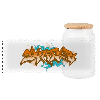 Skater Skateboard Skate Graffiti - Panoramic Cookie Jar with Wooden Lid - white - Front