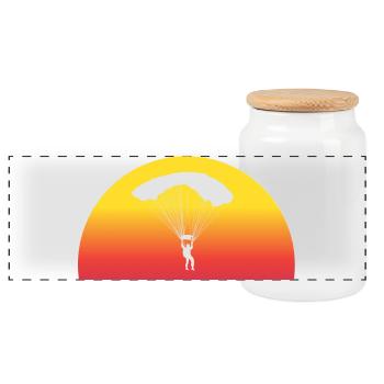 Saut en parachute aventureux au coucher du soleil - Boîte à biscuits avec couvercle en bois - blanc - Devant
