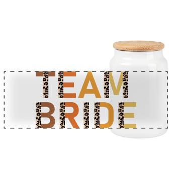 Fun bachelorette party Team Bride - Panoramic Cookie Jar with Wooden Lid - white - Front