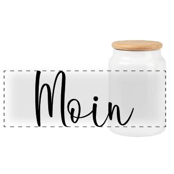 Moin sagen - Panorama Keksdose mit Holzdeckel - Weiß - Vorne