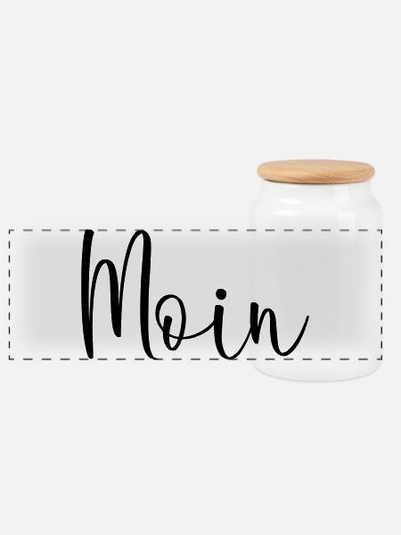 Moin sagen - Panorama Keksdose mit Holzdeckel - Weiß
