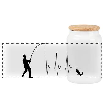 Pêcheur, pêche, pêcheur, canne à pêche, ECG - Boîte à biscuits avec couvercle en bois - blanc - Devant