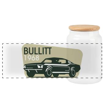 Voiture classique 1968 Voiture Rétro - Boîte à biscuits avec couvercle en bois - blanc - Devant