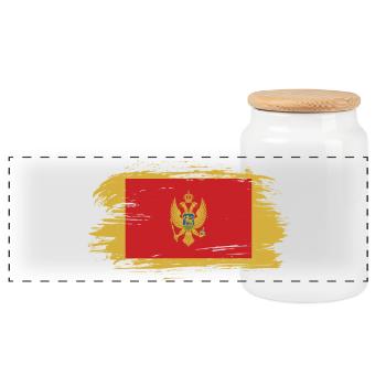 Montenegro Vintage Flagge - Panorama Keksdose mit Holzdeckel - Weiß - Vorne
