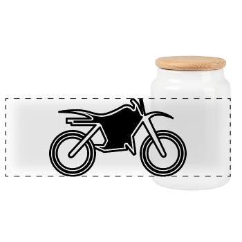 Illustration du logo du symbole Motocross Kids Symbol Emblème - Boîte à biscuits avec couvercle en bois - blanc - Devant