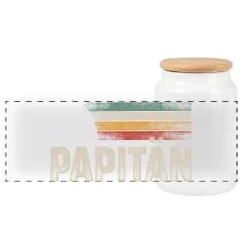 Papitän Papa Vater Kapitän Segeln Boot Schiff - Panorama Keksdose mit Holzdeckel - Weiß - Vorne