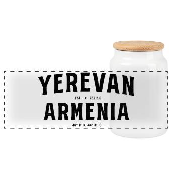 Yerevan Armenien Design mit Gründungsjahr und Koor - Panorama Keksdose mit Holzdeckel - Weiß - Vorne