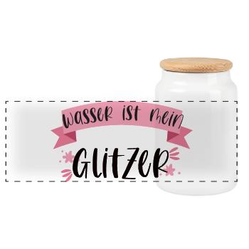 Wasser Schwimmen Glitzer Geschenk - Panorama Keksdose mit Holzdeckel - Weiß - Vorne