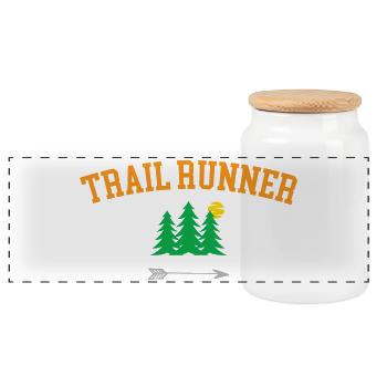 Trail Runner - Panoramic Cookie Jar with Wooden Lid - white - Front