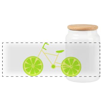 Bicycle green Cyclist Bicycle riding green - Panoramic Cookie Jar with Wooden Lid - white - Front