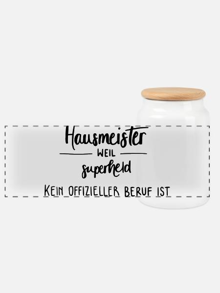 Hausmeister - Superheld! - Panorama Keksdose mit Holzdeckel - Weiß