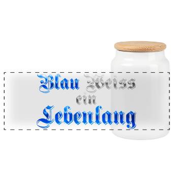 Blau Weiss ein Lebenlang - Panorama Keksdose mit Holzdeckel - Weiß - Vorne