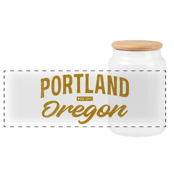 Portland Oregon Vintage Schrift - Panorama Keksdose mit Holzdeckel - Weiß - Vorne