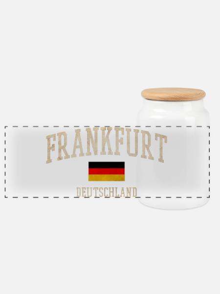 Frankfurt Deutschland Vintage Flag Tee - Panorama Keksdose mit Holzdeckel - Weiß