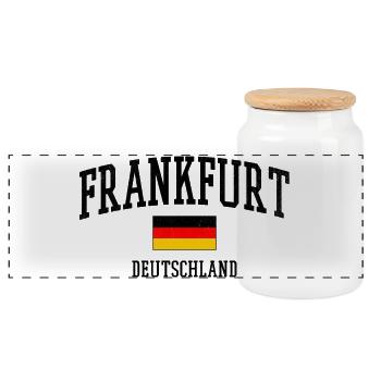 Frankfurt Germany Flag Cities Motif - Panoramic Cookie Jar with Wooden Lid - white - Front
