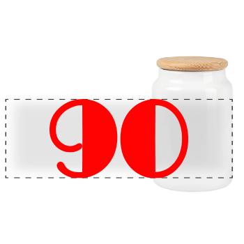 90. 90 YEARS. 90TH ANNIVERSARY. BIRTHDAY 90 YEARS. - Panoramic Cookie Jar with Wooden Lid - white - Front
