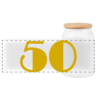 50. 50 YEARS. 50th ANNIVERSARY. BIRTHDAY 50 YEARS. - Panoramic Cookie Jar with Wooden Lid - white - Front