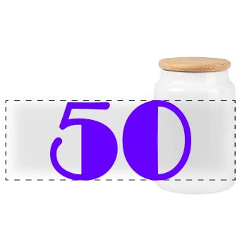 50. 50 YEARS. 50th ANNIVERSARY. BIRTHDAY 50 YEARS. - Panoramic Cookie Jar with Wooden Lid - white - Front