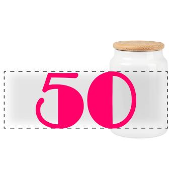 50. 50 YEARS. 50th ANNIVERSARY. BIRTHDAY 50 YEARS. - Panoramic Cookie Jar with Wooden Lid - white - Front