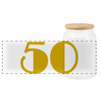 50. 50 YEARS. 50th ANNIVERSARY. 50 YEARS ANNIVERSARY. - Panoramic Cookie Jar with Wooden Lid - white - Front