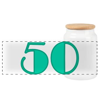 50 YEARS. 50th ANNIVERSARY. BIRTHDAY 50 YEARS. 50 - Panoramic Cookie Jar with Wooden Lid - white - Front